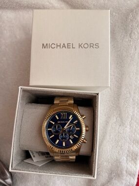 Michael Kors Gold and Navy Chronograph Bracelet Watch